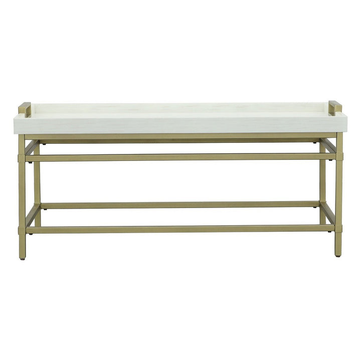 East Camden Rectangular Cocktail Table - Pearl - Metal, Poplar Solids