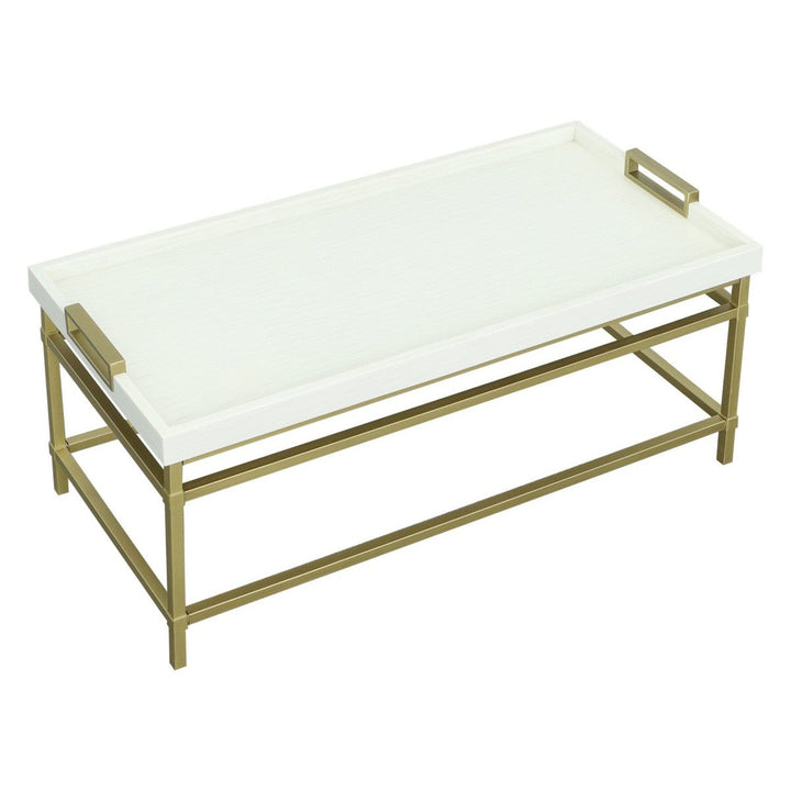 East Camden Rectangular Cocktail Table - Pearl - Metal, Poplar Solids