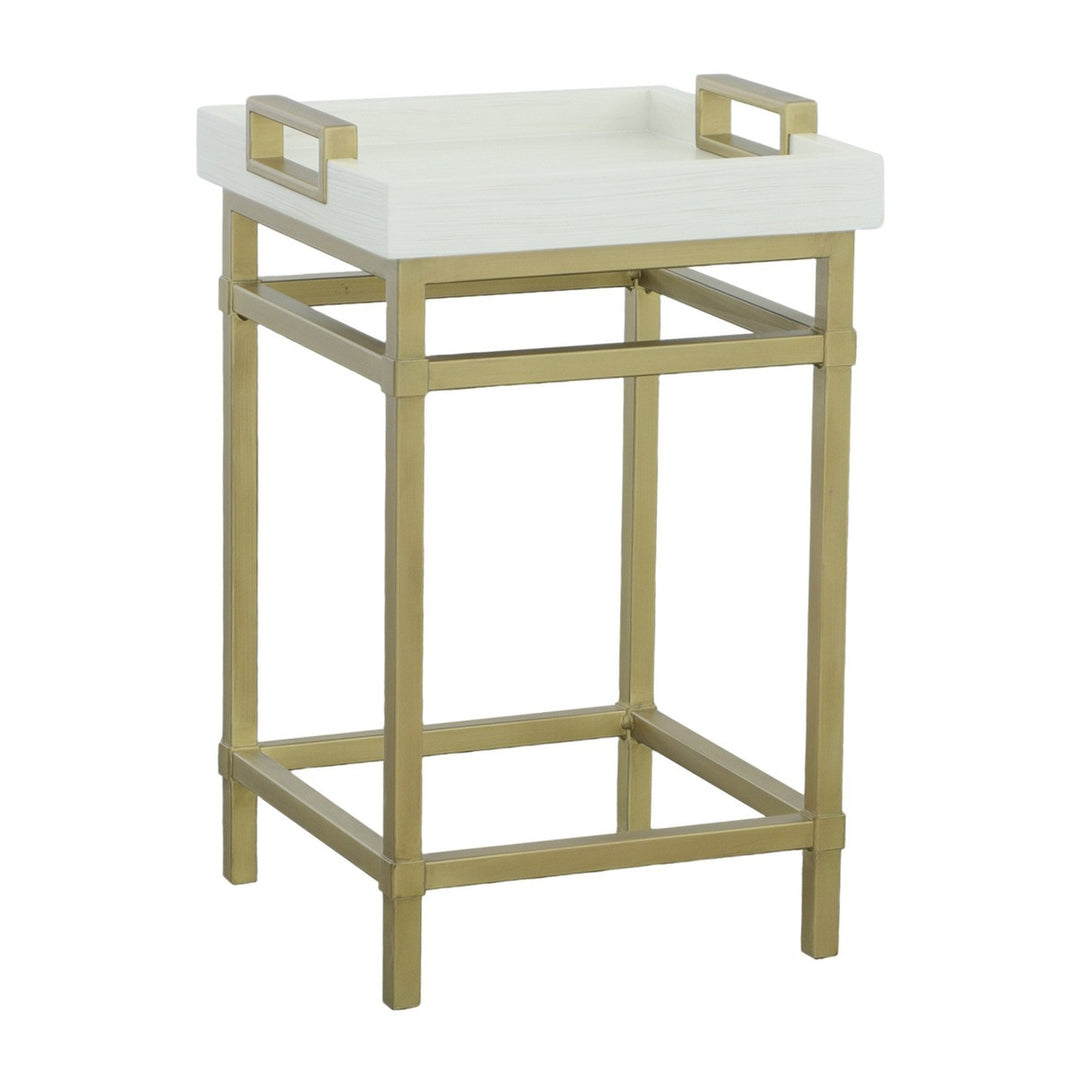 East Camden Drink Table - Pearl - Metal, Poplar Solids