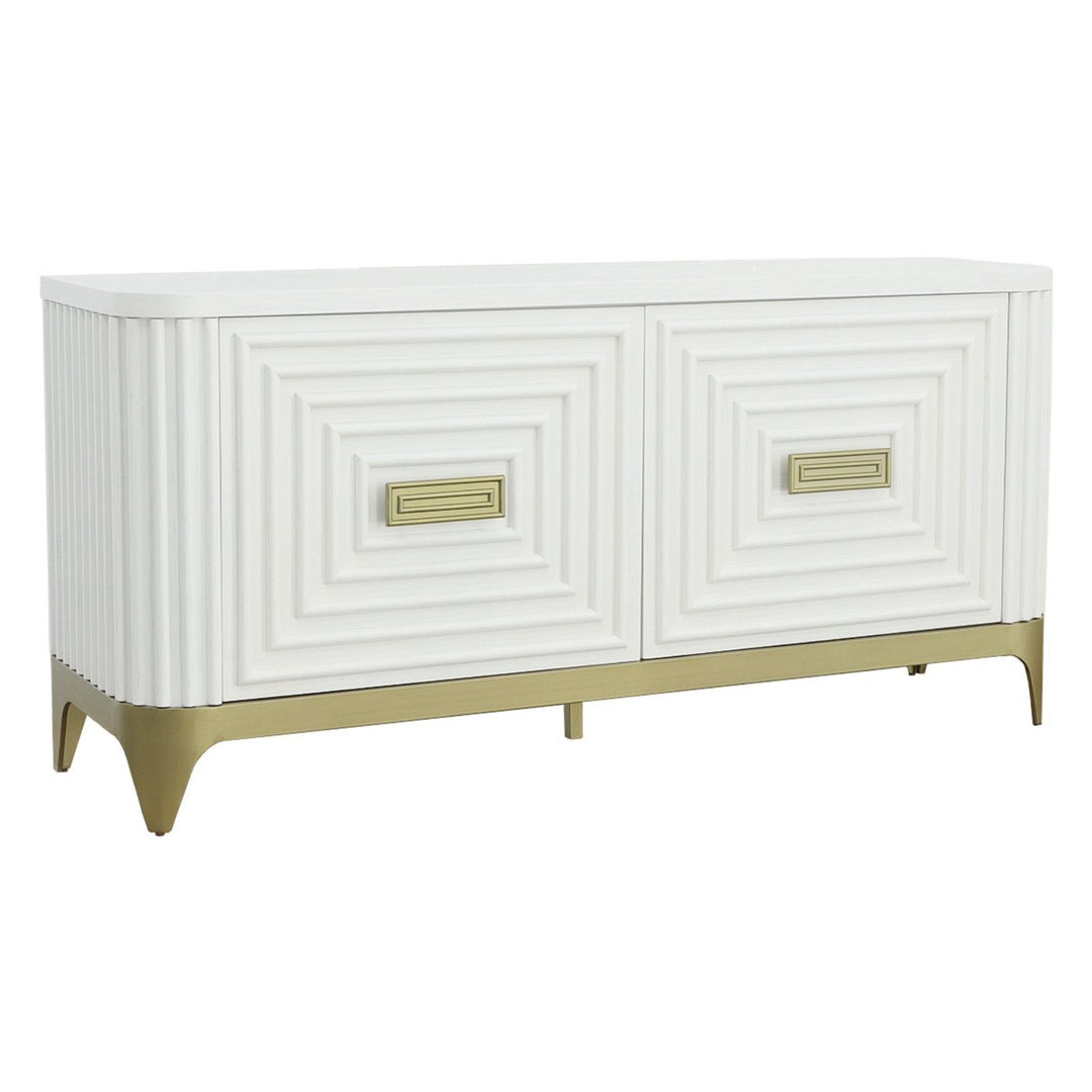 East Camden Credenza - Pearl - Metal, Poplar Solids