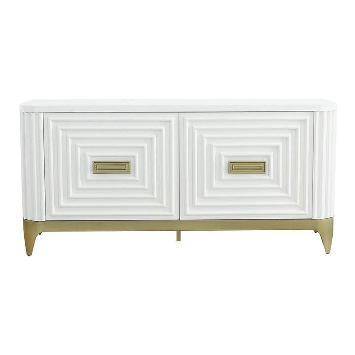 East Camden Credenza - Pearl - Metal, Poplar Solids