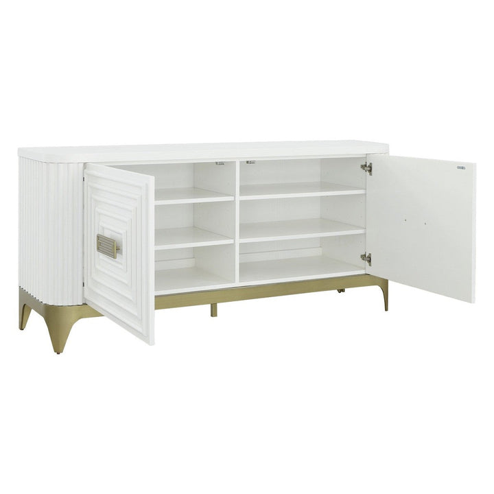 East Camden Credenza - Pearl - Metal, Poplar Solids