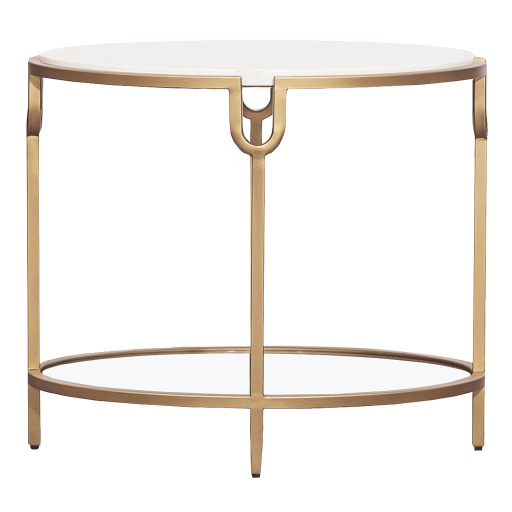 East Camden Lamp Table - Metal, Carrara Marble, & Glass