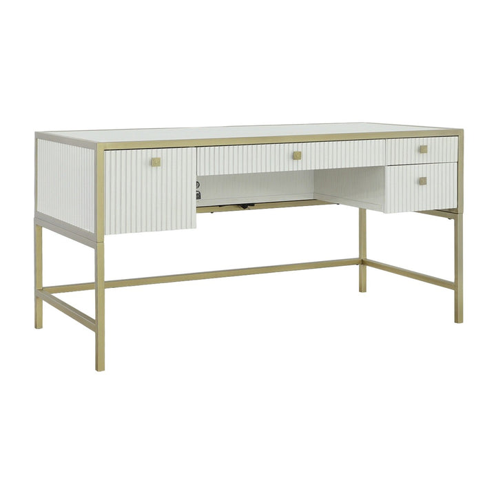 East Camden Writing Desk - Pearl - Metal, Poplar Solids