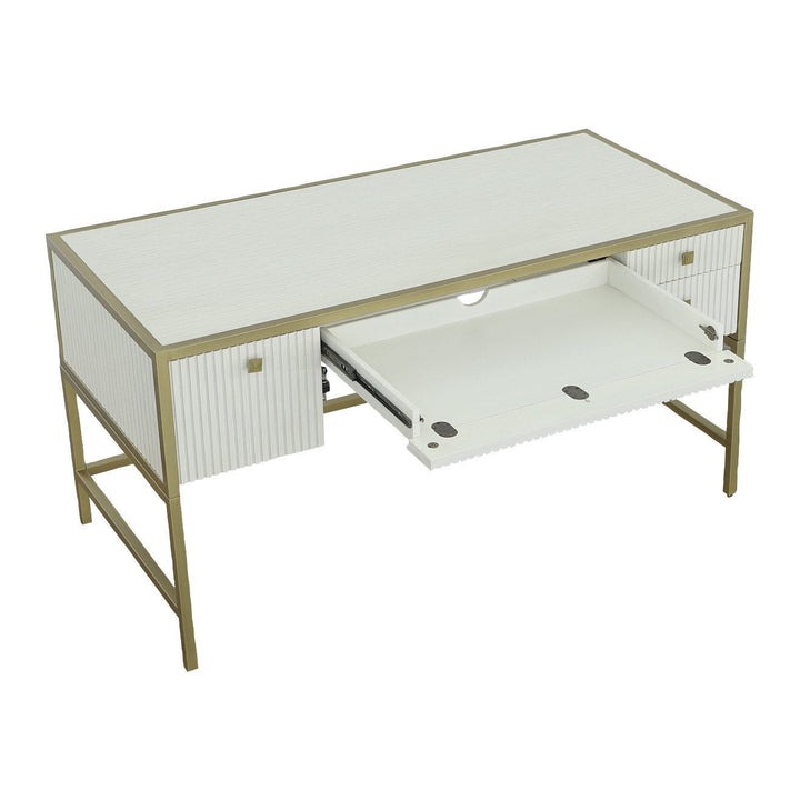 East Camden Writing Desk - Pearl - Metal, Poplar Solids