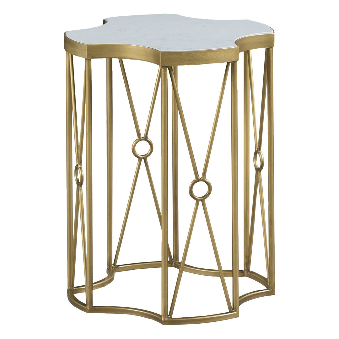 East Camden Drink Table - Antique Brass - Metal & Carrara Marble