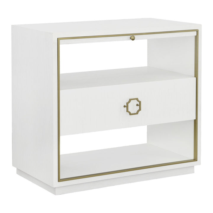 East Camden Nightstand - Pearl - Metal Accents,Poplar Solids