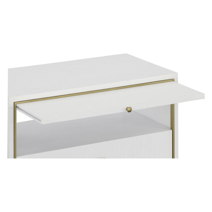 East Camden Nightstand - Pearl - Metal Accents,Poplar Solids