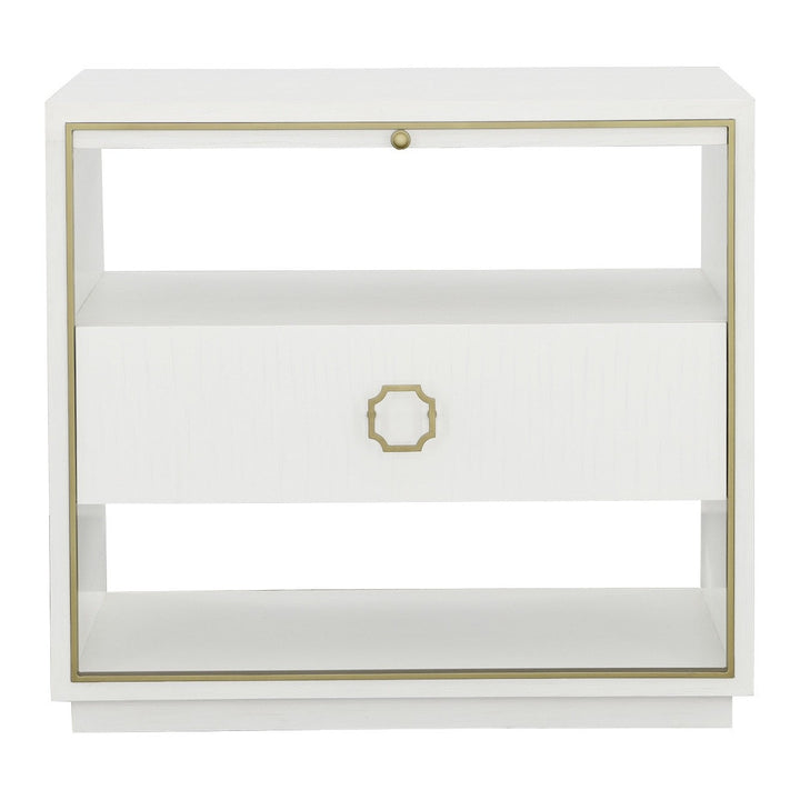 East Camden Nightstand - Pearl - Metal Accents,Poplar Solids