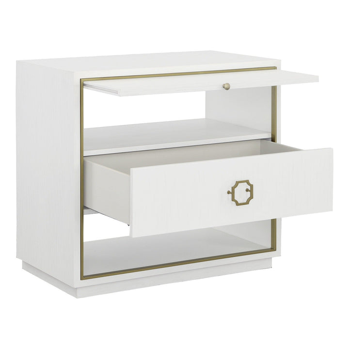 East Camden Nightstand - Pearl - Metal Accents,Poplar Solids