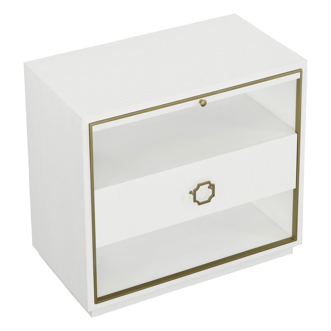 East Camden Nightstand - Pearl - Metal Accents,Poplar Solids