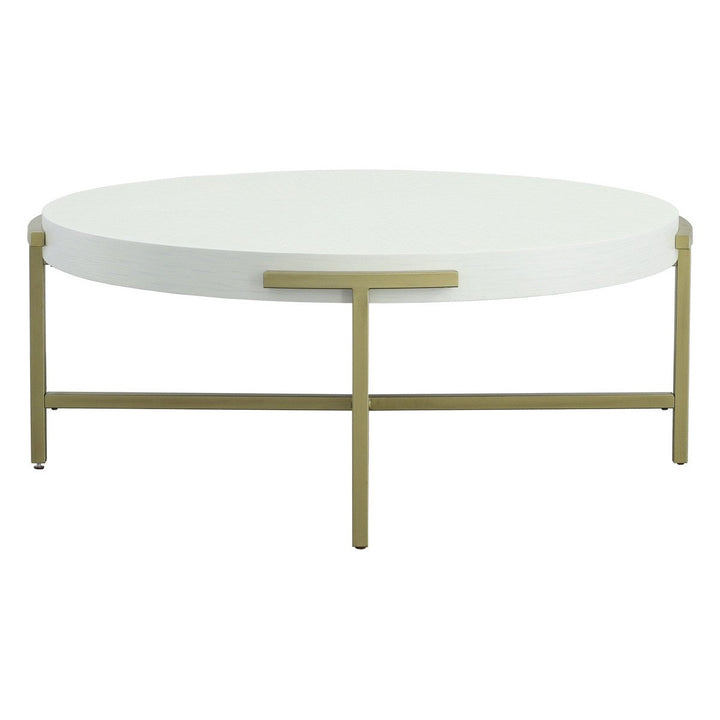 East Camden Round Cocktail Table - Pearl - Metal, Poplar Solids