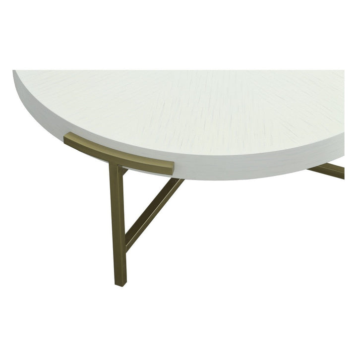 East Camden Round Cocktail Table - Pearl - Metal, Poplar Solids