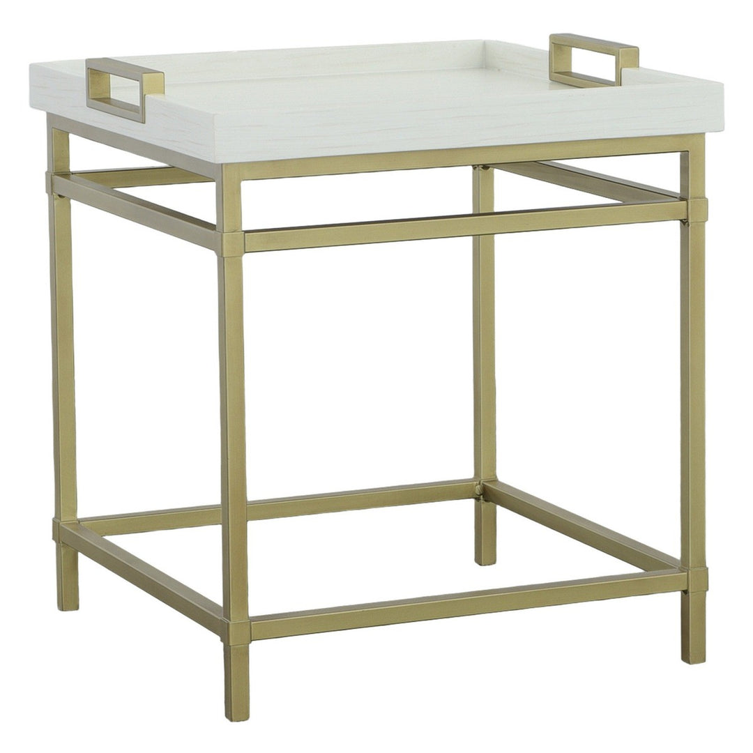 East Camden End Table - Pearl - Metal, Poplar Solids