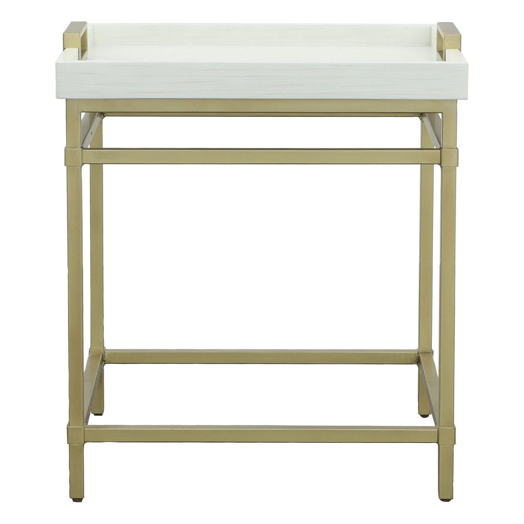 East Camden End Table - Pearl - Metal, Poplar Solids