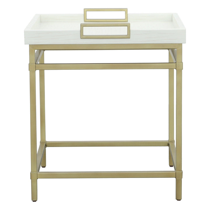 East Camden End Table - Pearl - Metal, Poplar Solids