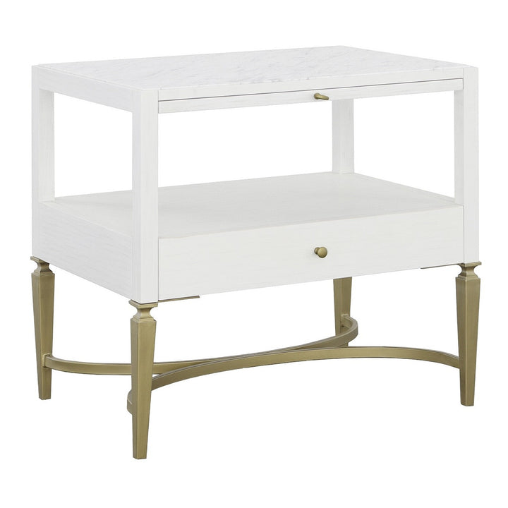 East Camden Nightstand - Pearl - Metal Accents,Poplar Solids