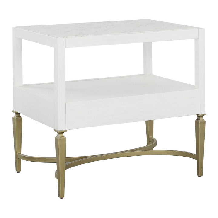 East Camden Nightstand - Pearl - Metal Accents,Poplar Solids