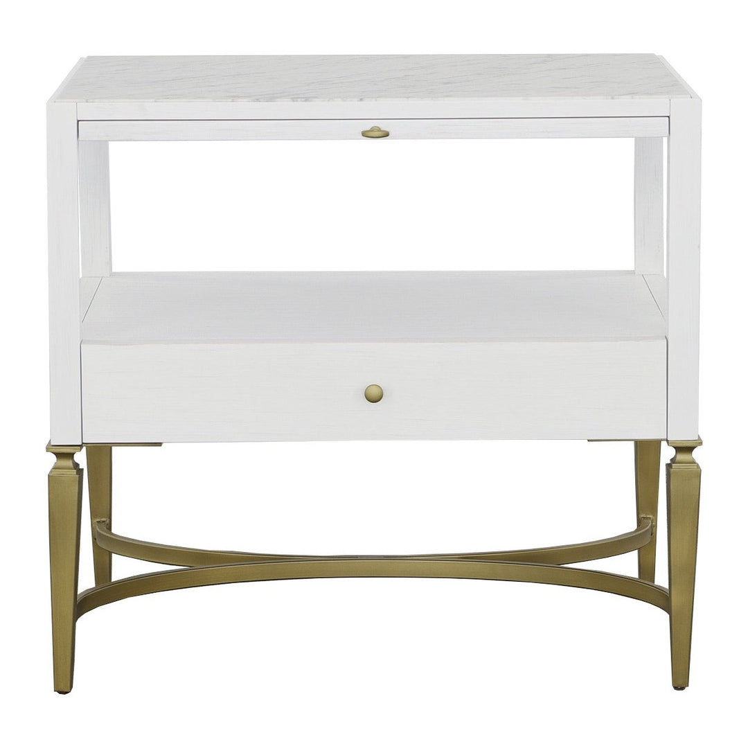 East Camden Nightstand - Pearl - Metal Accents,Poplar Solids