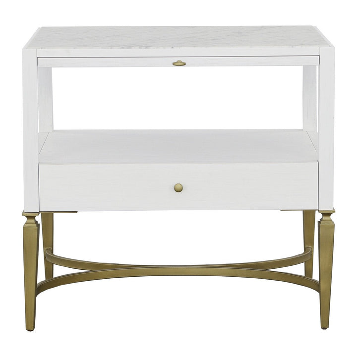 East Camden Nightstand - Pearl - Metal Accents,Poplar Solids