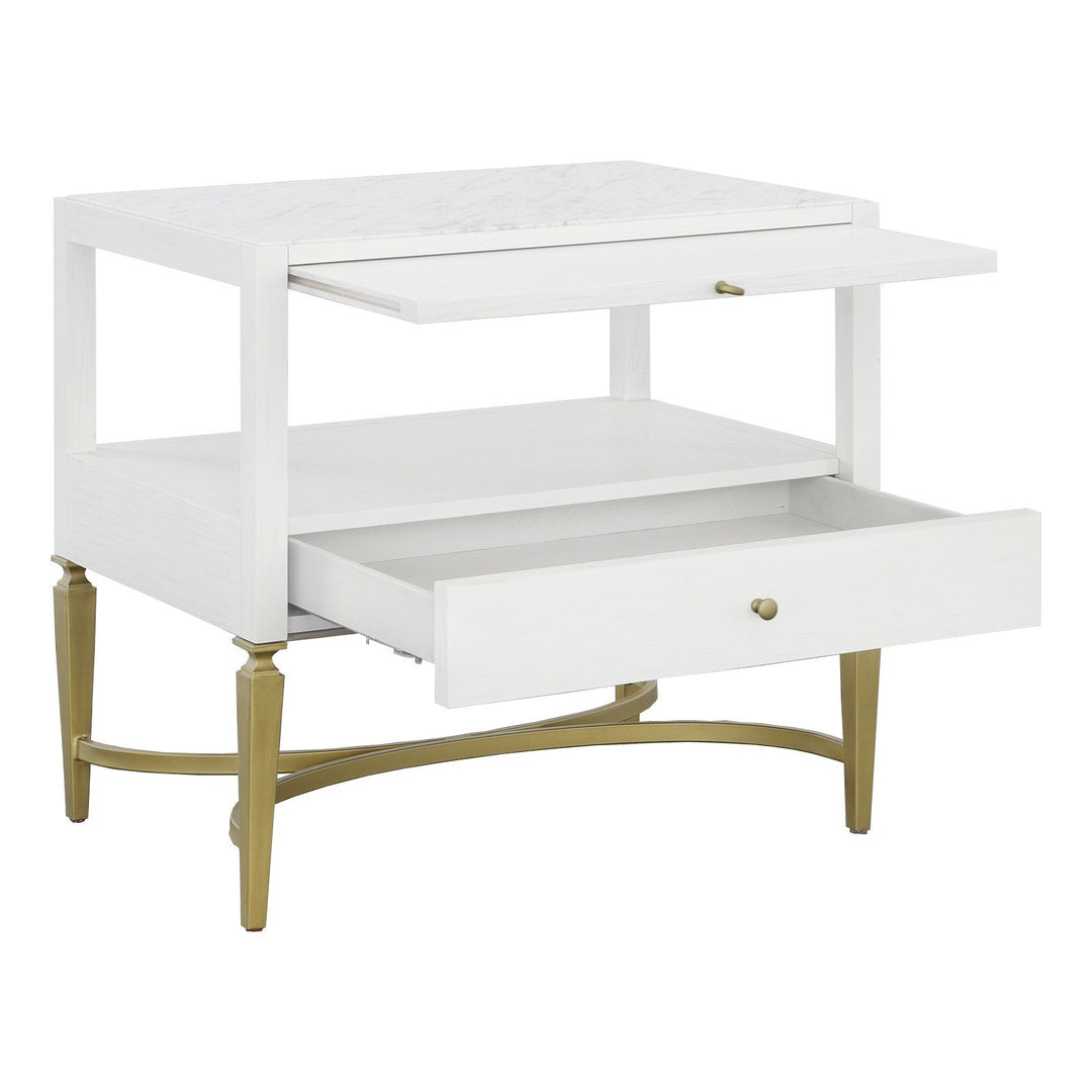 East Camden Nightstand - Pearl - Metal Accents,Poplar Solids