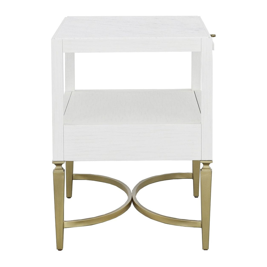 East Camden Nightstand - Pearl - Metal Accents,Poplar Solids