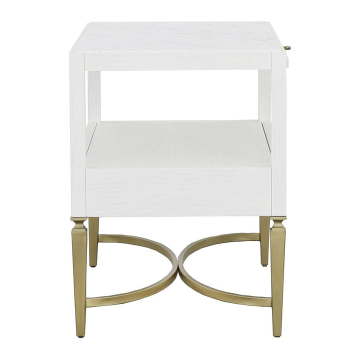 East Camden Nightstand - Pearl - Metal Accents,Poplar Solids