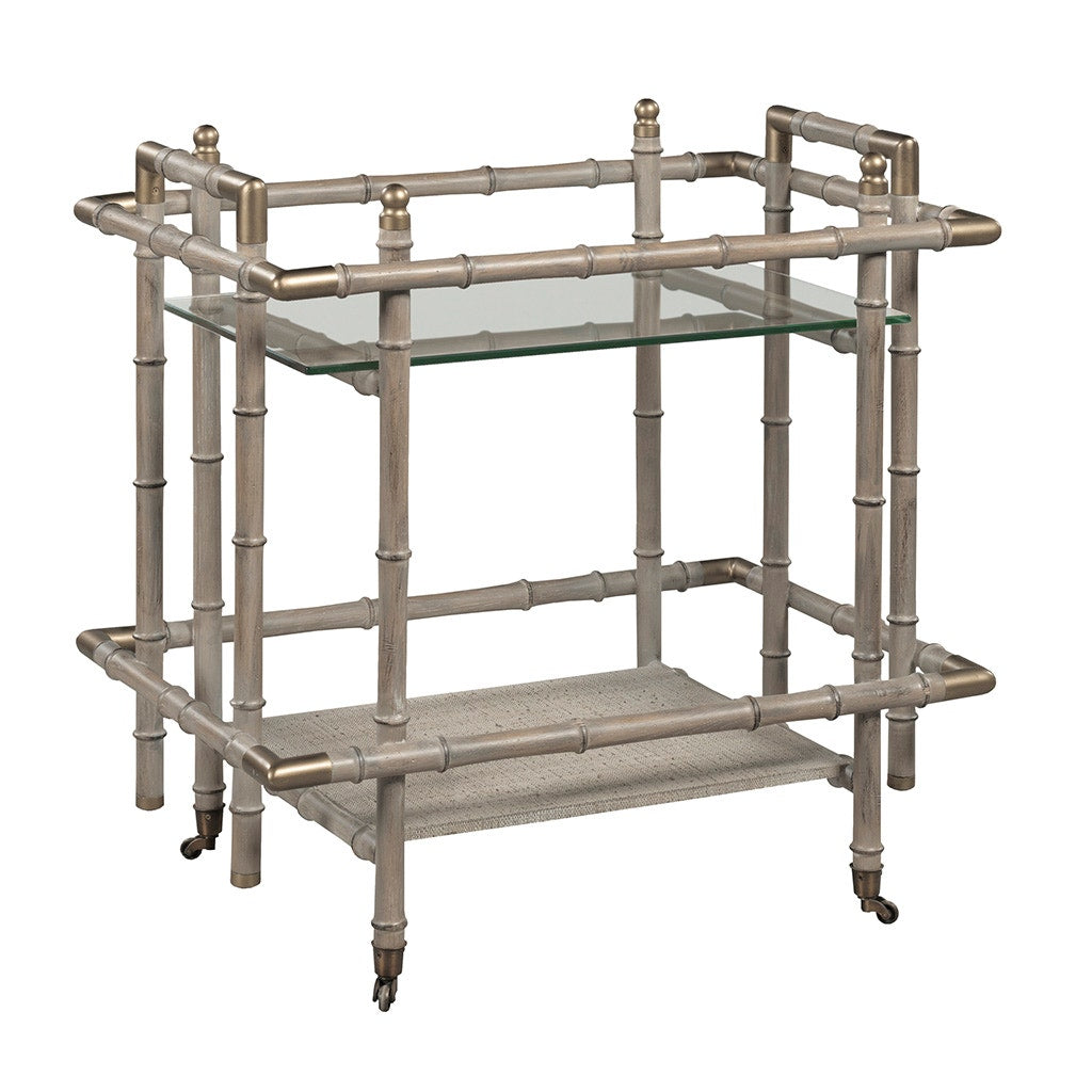 Temperate Grove Bar Cart - Sanibel - White Oak Solids & Veener. Raffia accents