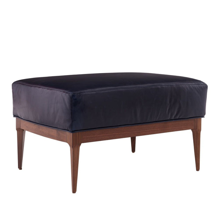 Stools & Ottomans Marquez Ottoman Indigo Leather Dark Walnut - Blue