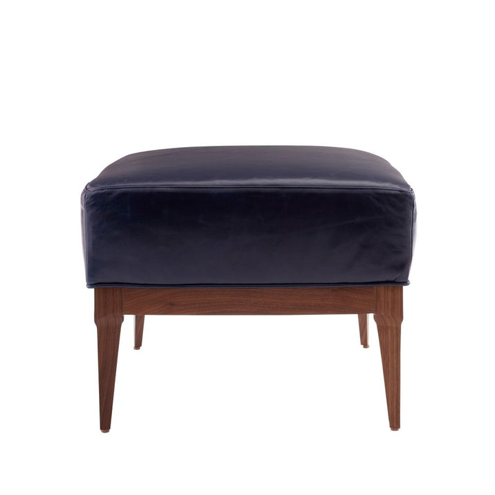 Stools & Ottomans Marquez Ottoman Indigo Leather Dark Walnut - Blue