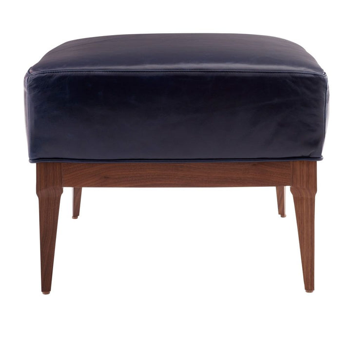 Stools & Ottomans Marquez Ottoman Indigo Leather Dark Walnut - Blue