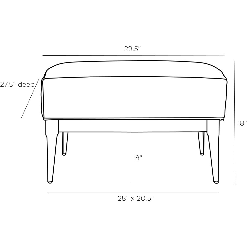 Marquez Ottoman Indigo Leather Dark Walnut - Blue