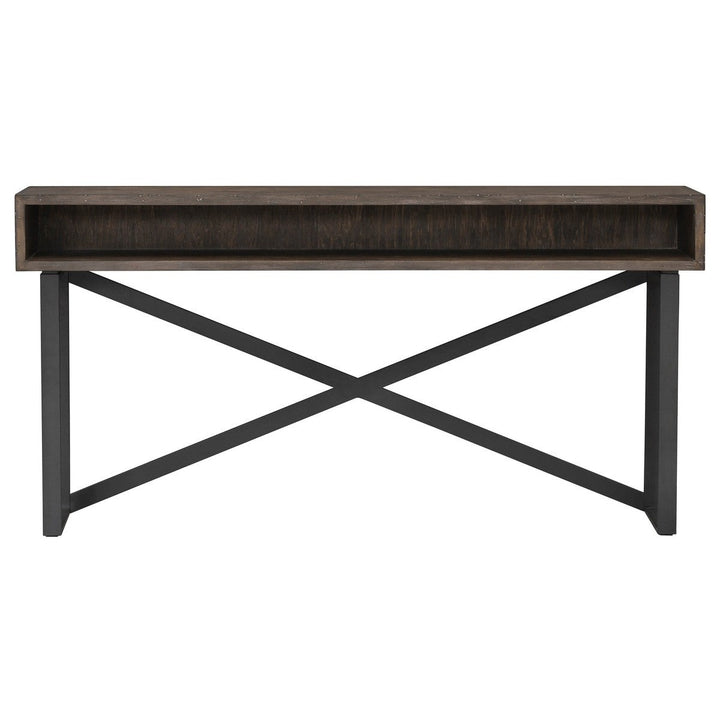 Rustique Open Storage Console Table - Rustique - Quartered Elm, Ash Solids