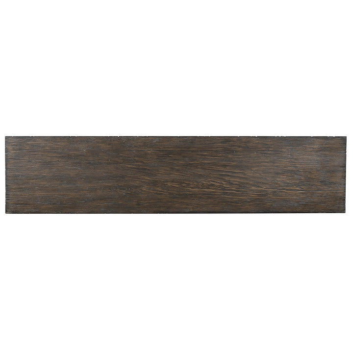 Rustique Open Storage Console Table - Rustique - Quartered Elm, Ash Solids