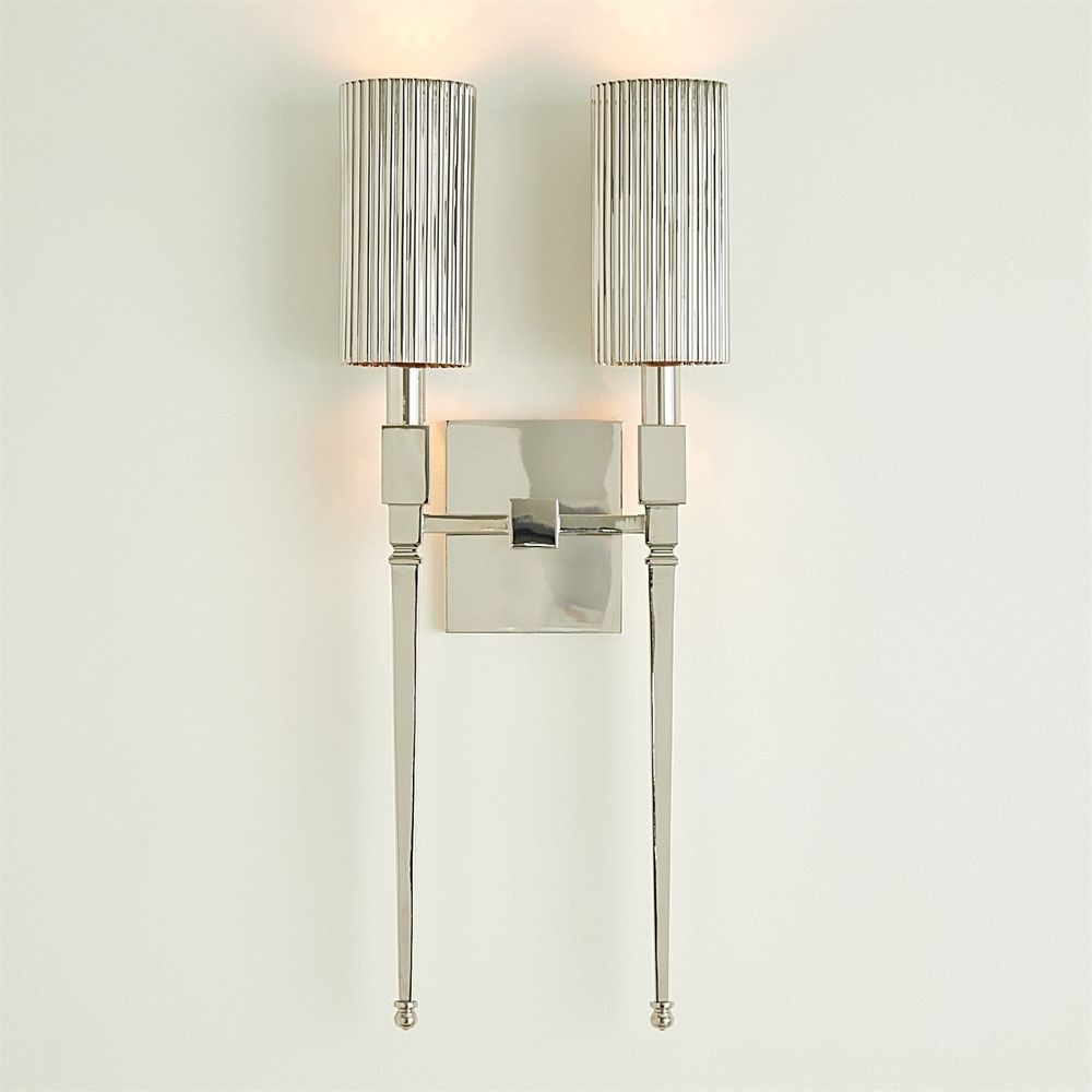 Wall Lighting Fluted Double Sconce-Nickel