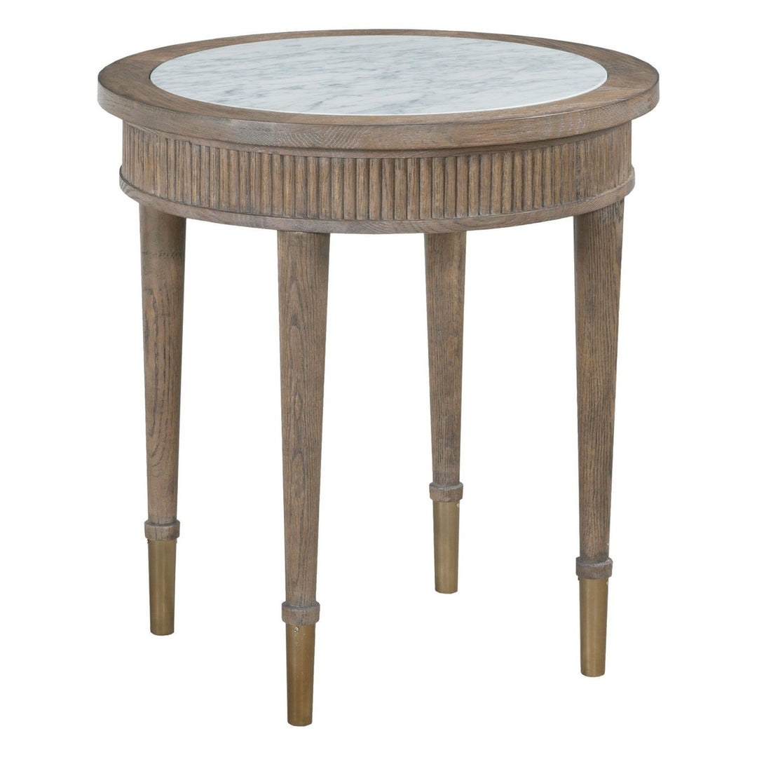 Provence Round End Table - Sandstone - Marble, Select Oak