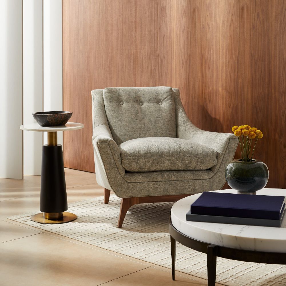 Lounge Chairs Triton Lounge Chair Oyster Jacquard Dark Walnut