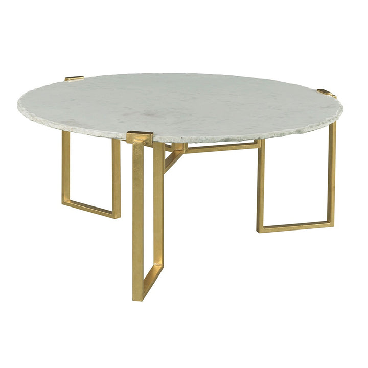 Origins Round Cocktail Table - Gold Leaf - Metal & Carrara Marble