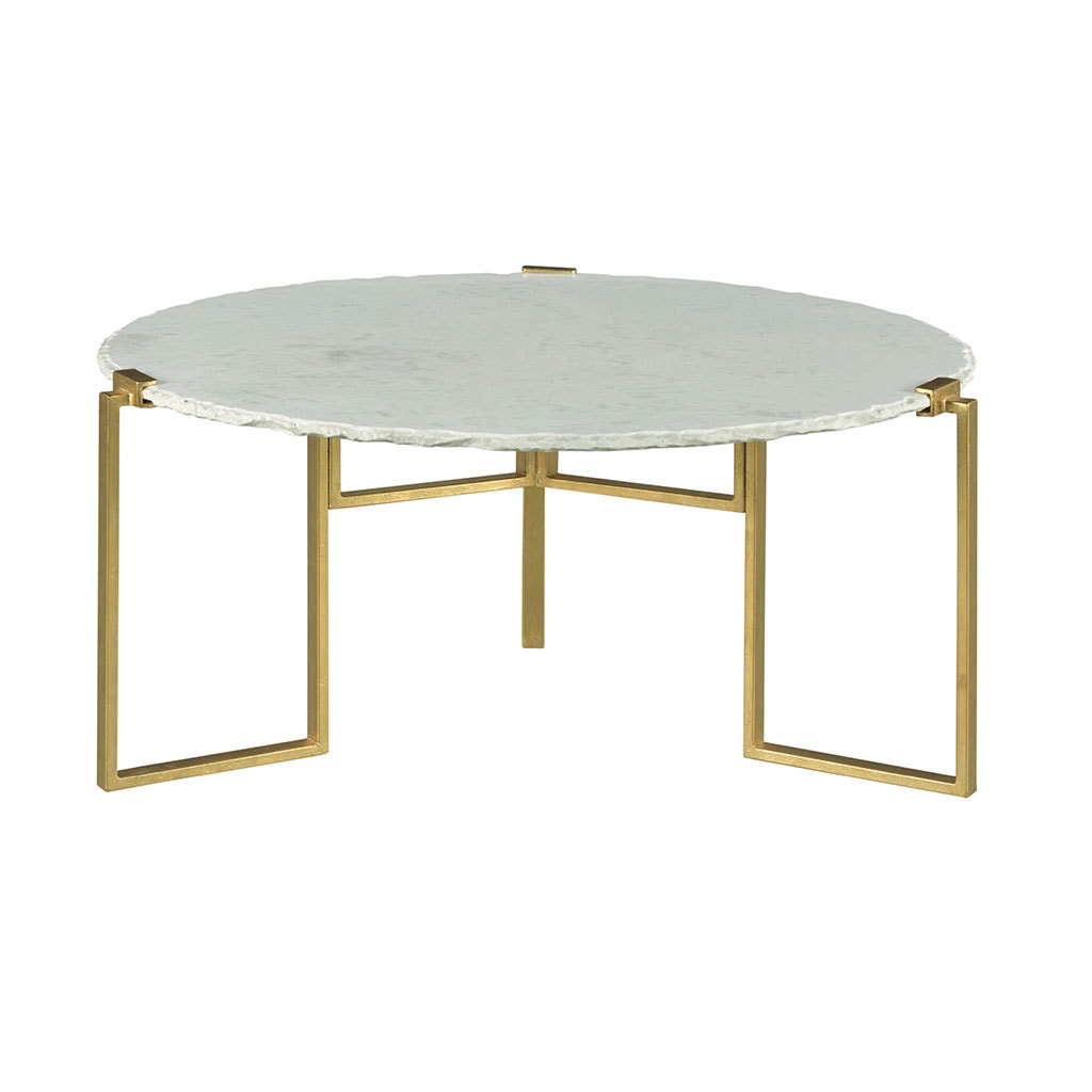 Origins Round Cocktail Table - Gold Leaf - Metal & Carrara Marble