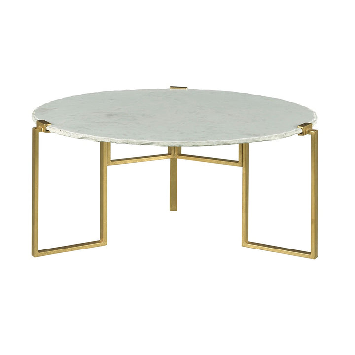 Origins Round Cocktail Table - Gold Leaf - Metal & Carrara Marble