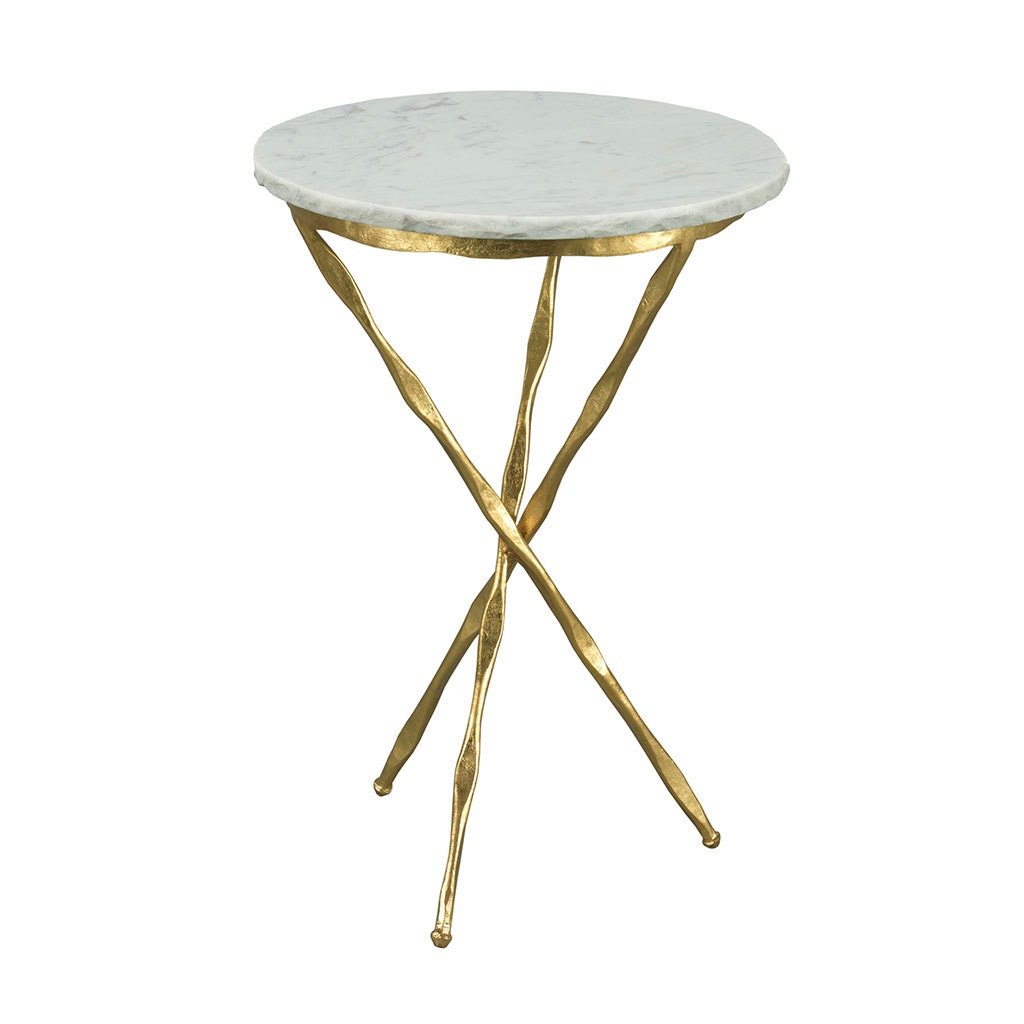 Origins Lamp Table - Gold Leaf - Carrera Marble and Metal