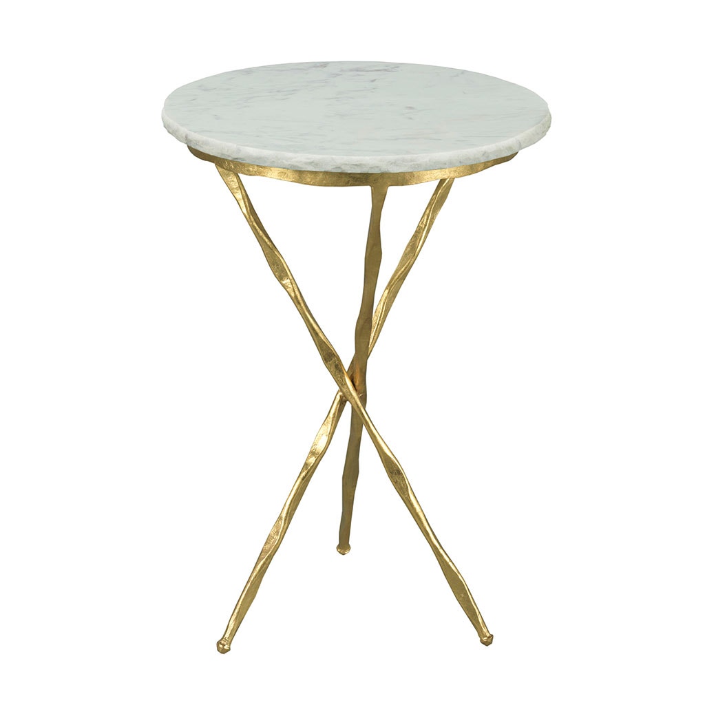 Origins Lamp Table - Gold Leaf - Carrera Marble and Metal