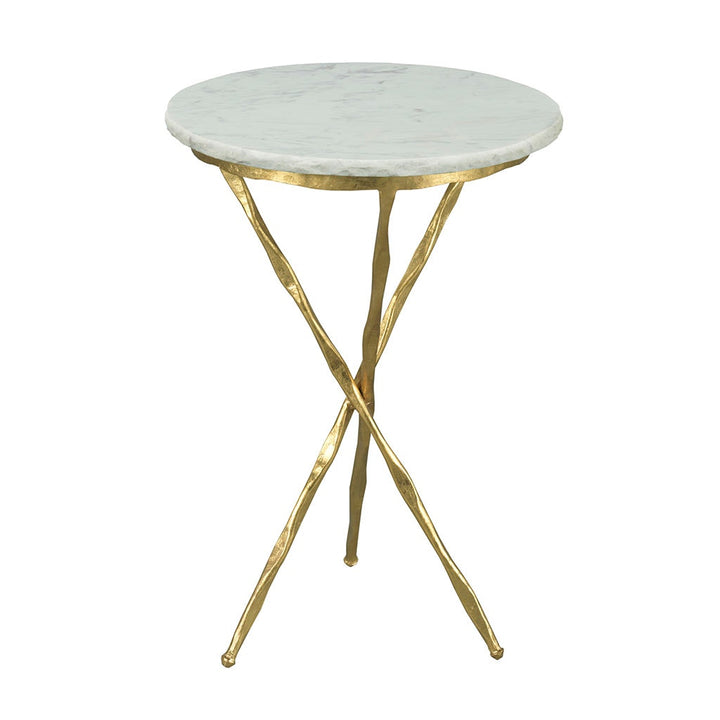 Origins Lamp Table - Gold Leaf - Carrera Marble and Metal