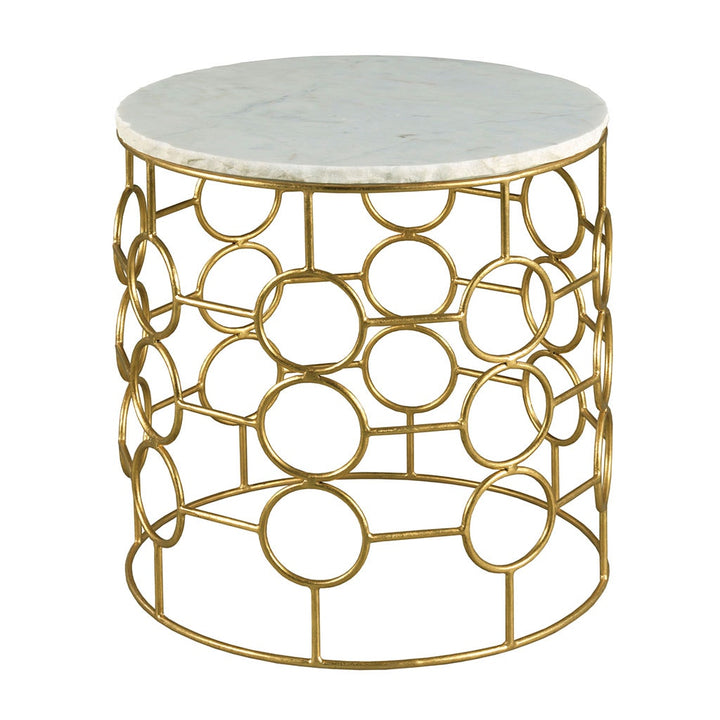 Origins End Table - Gold Leaf - Carrera Marble and Metal