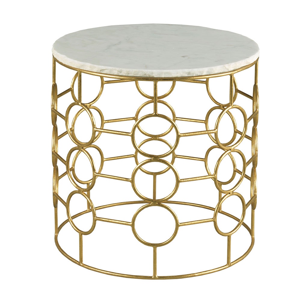 Origins End Table - Gold Leaf - Carrera Marble and Metal