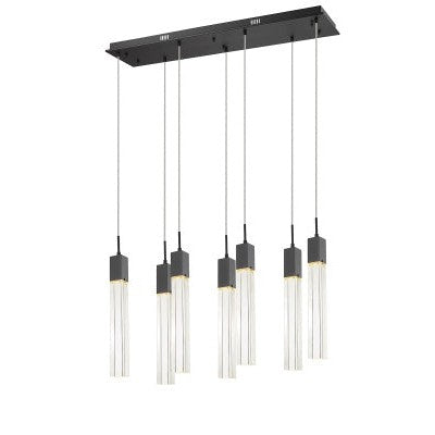 The Original Glacier Avenue Collection Chrome 7 Light Penant Fixture With Clear Crystal Black 7