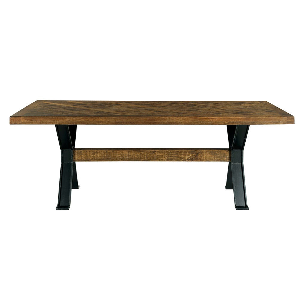 St. Florian Double Pedestal Dining Table - Charred Ecru - Mango Solids