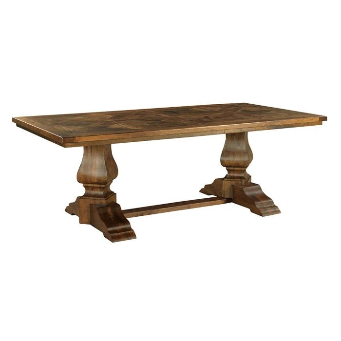 St. Florian Double Pedestal Dining Table - Charred Ecru - Mango Solids