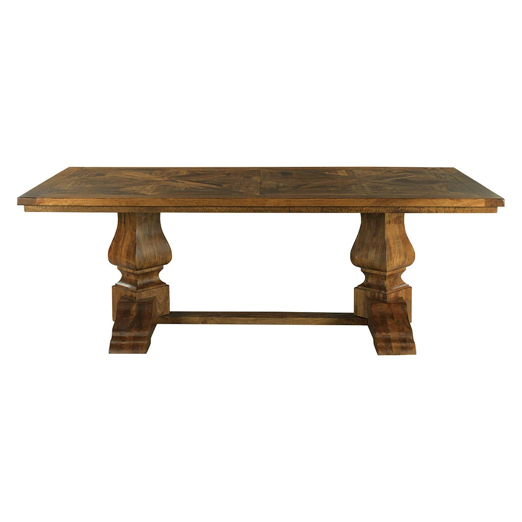 St. Florian Double Pedestal Dining Table - Charred Ecru - Mango Solids