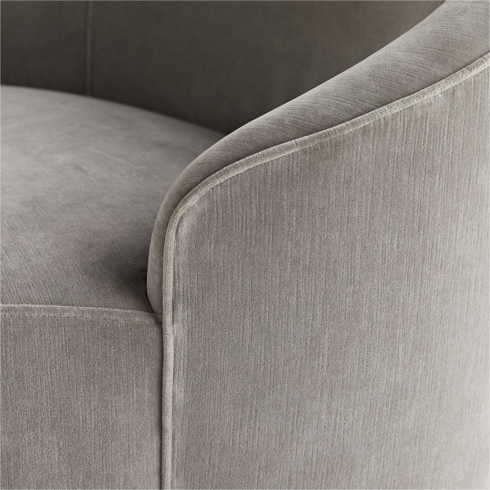 Carver Chaise Sharkskin Velvet Grey Ash, Left Arm - Gray